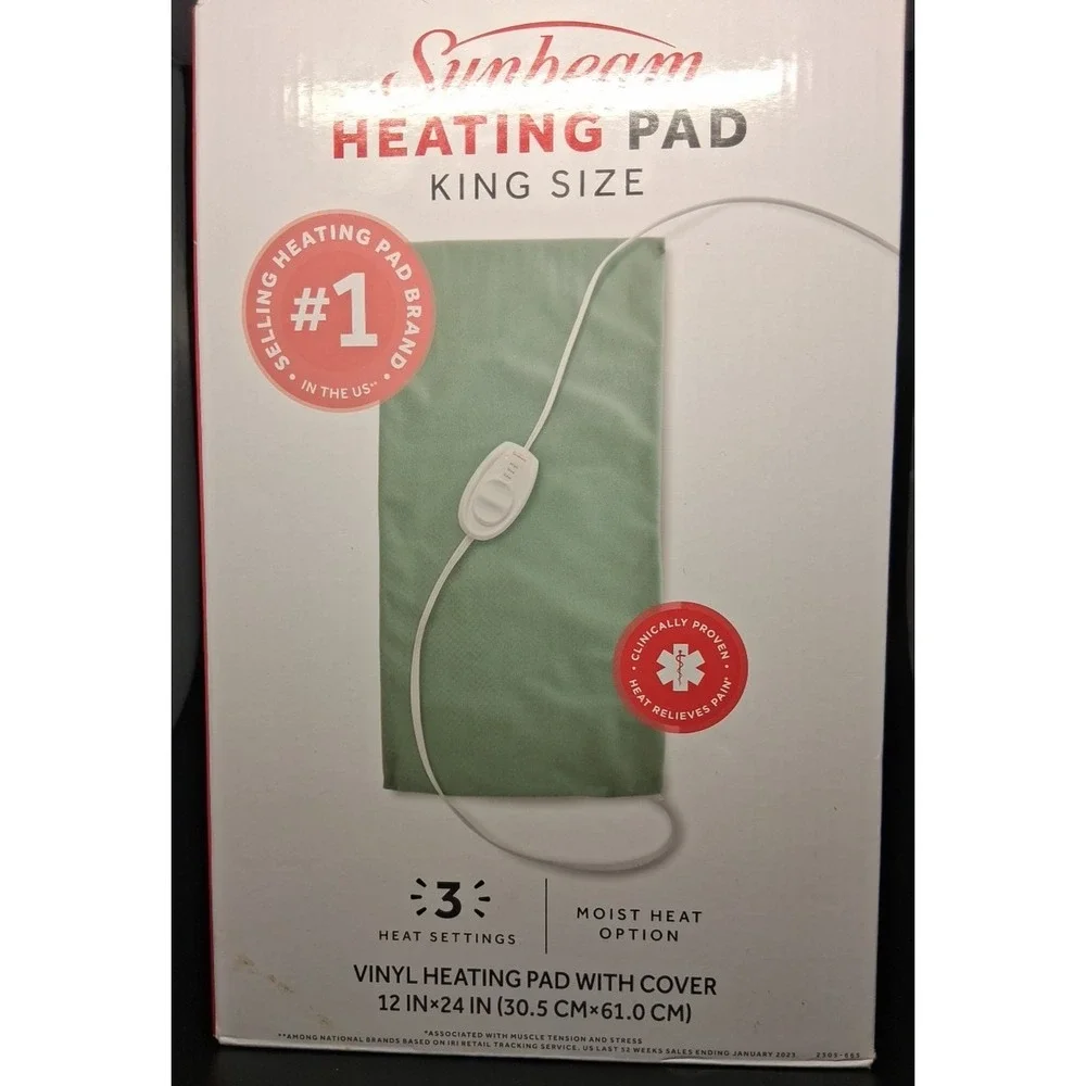 2023 Sunbeam King Size Heating Pad 12 IN x 24 IN‎ Heating Pad with Cover